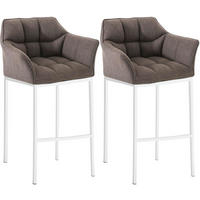 BARHOCKER 2er Set Stoff Grau - Weiß/Grau, Textil/Metall (64/110/48cm) - CLP