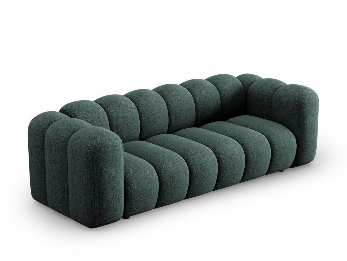 SOFA Lupine aus Chenille-Stoff petrol 3 Sitzplätze - Petrol, Textil (95/70/230cm) - Micadoni