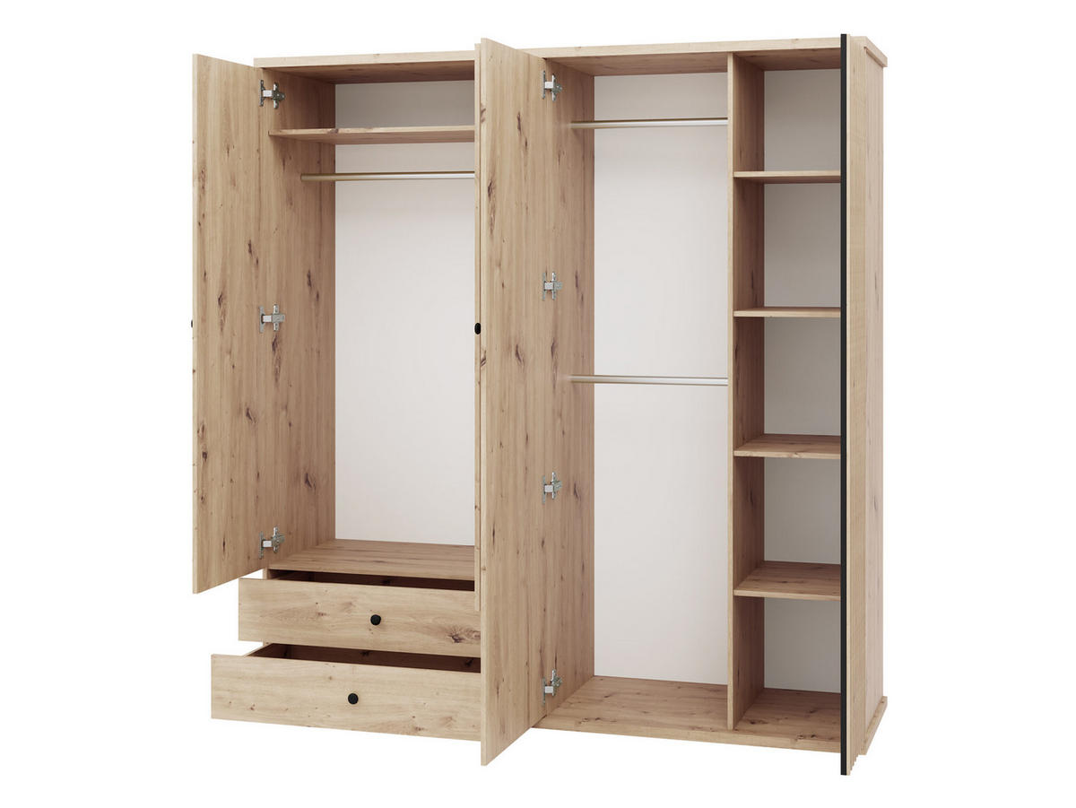 KLEIDERSCHRANK Cali C-24 - Schwarz/Eiche Artisan, Holzwerkstoff/Kunststoff (200/213/60cm) - MIRJAN24