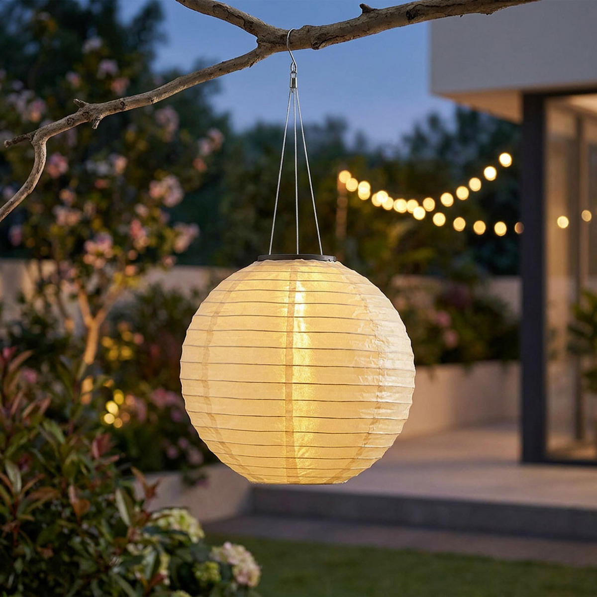 LED AUSSENLEUCHTE Lampion Beige Metall - Beige, Metall (30/30/55cm) - Globo Lighting