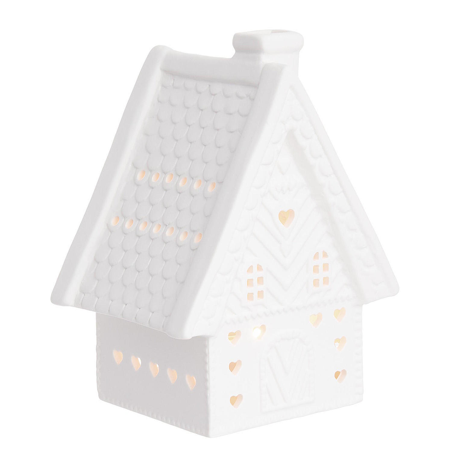 TEELICHTHAUS White Christmas Hütte - Weiß, Keramik (14cm) - BUTLERS