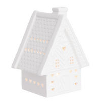 TEELICHTHAUS White Christmas Hütte - Weiß, Keramik (14cm) - Butlers