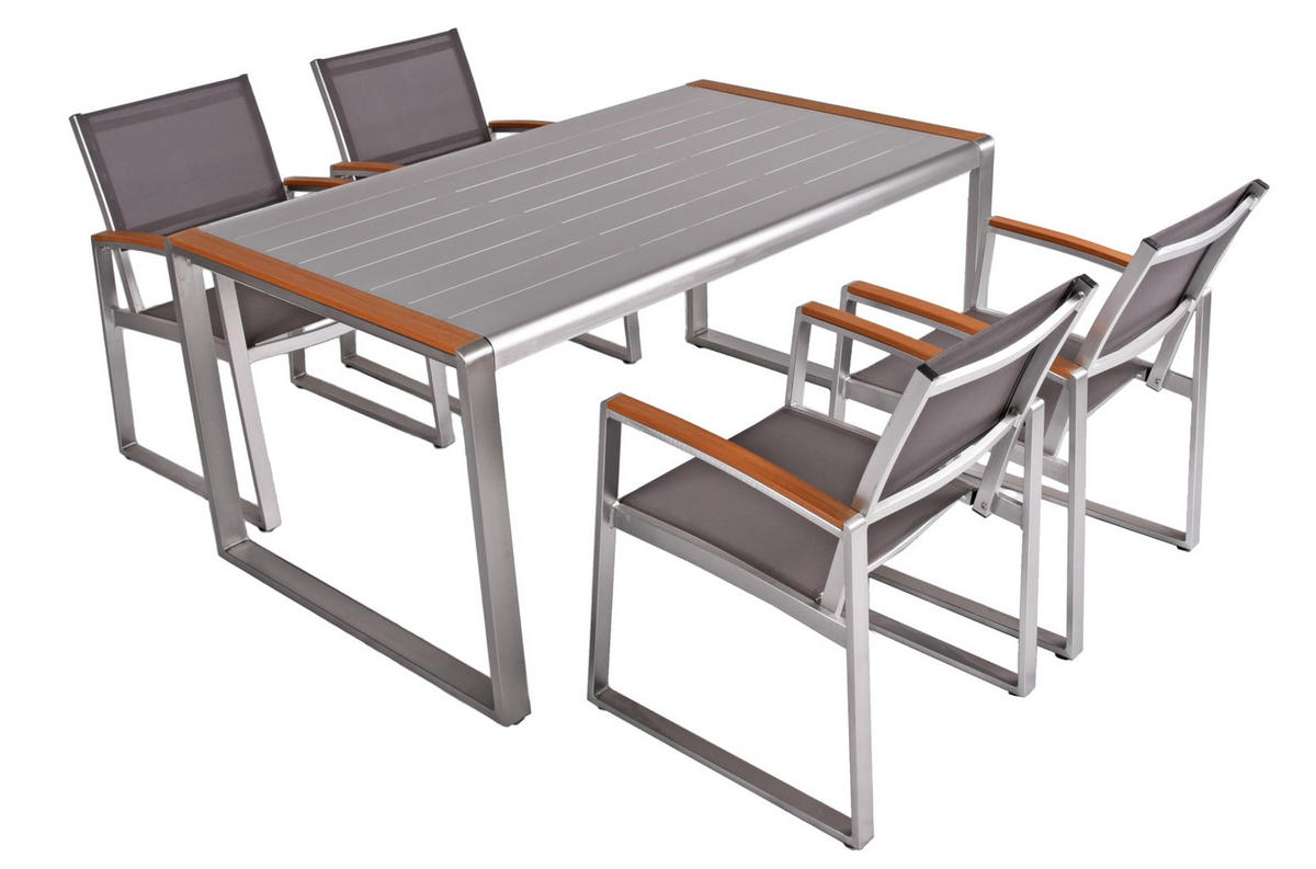 GARTEN-SITZGRUPPE Andy 5-teilig Kunststoffgewebe - Hellbraun, Kunststoff - DELUKE