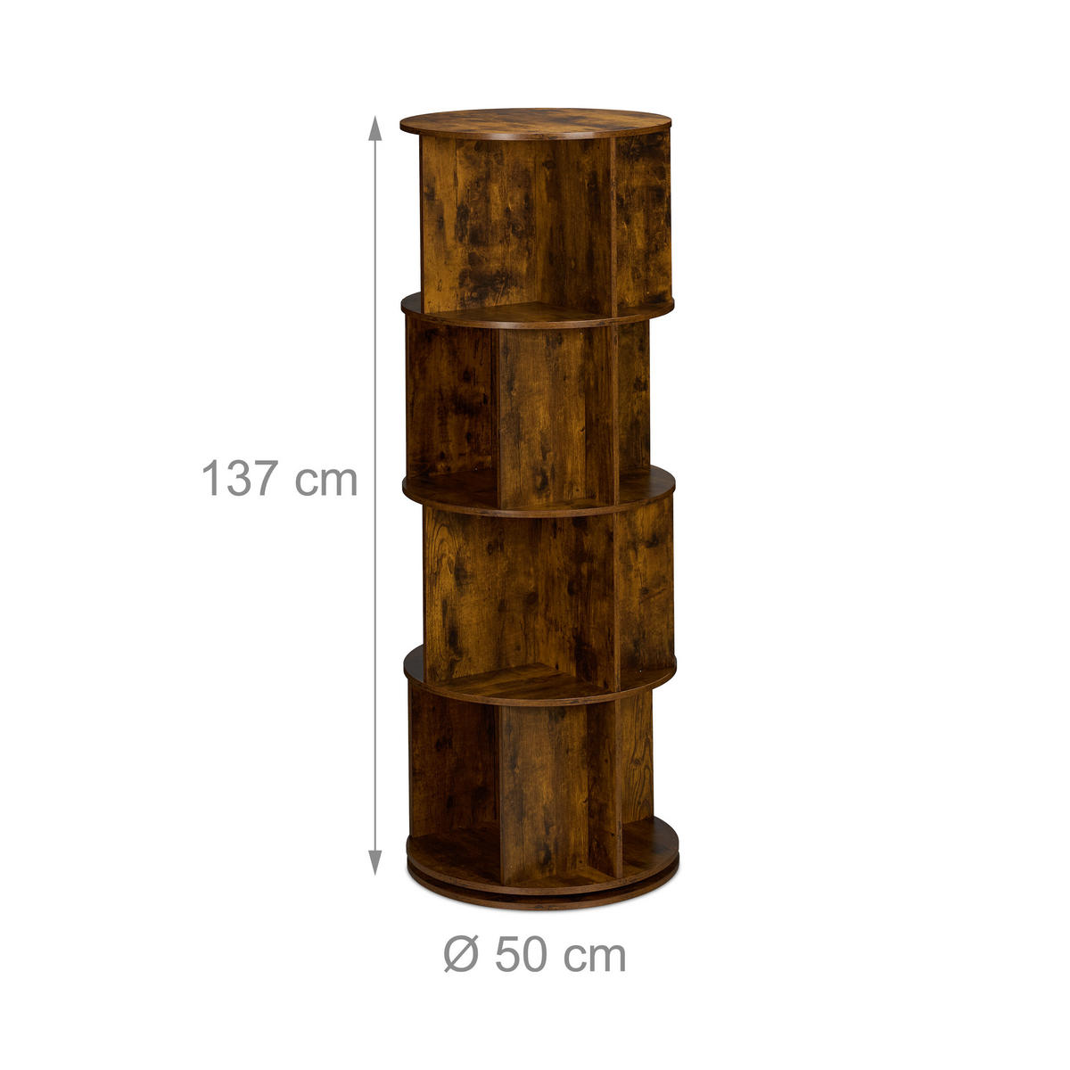BÜCHERREGAL - Braun, Holzwerkstoff/Metall (50/137/50cm) - Relaxdays