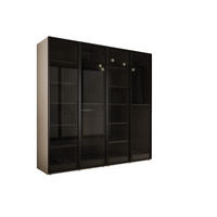 KLEIDERSCHRANK, Sandbeige / Antisol Glas, 200 x 200 x 51 cm - Sandfarben/Schwarz, Holzwerkstoff (200/200/51cm) - 3XE LIVING