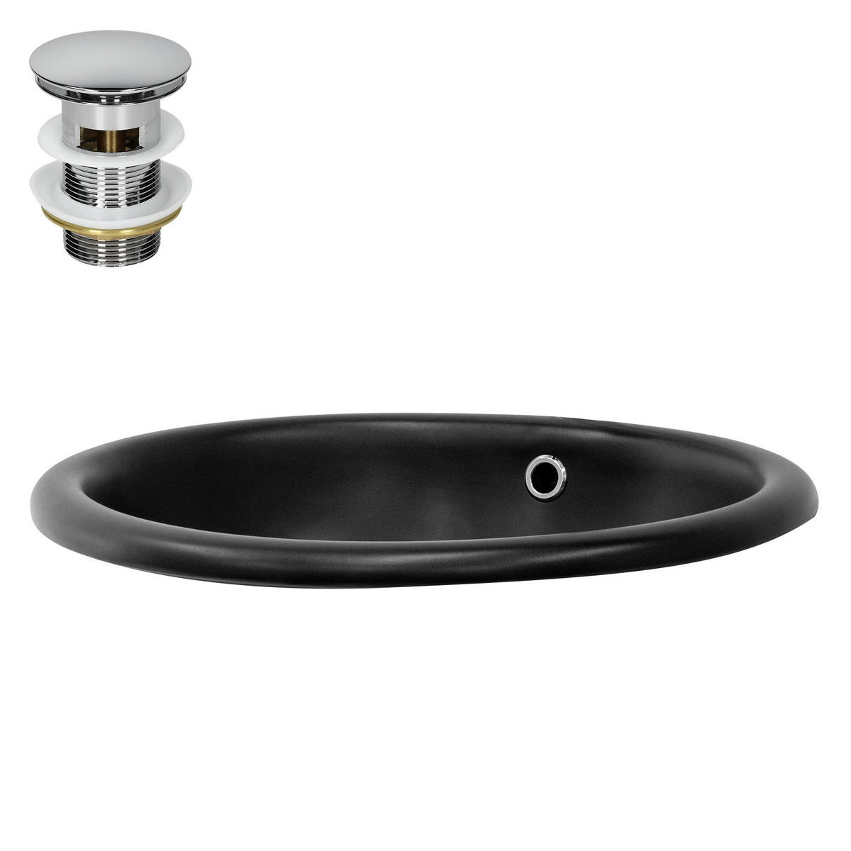 WASCHBECKEN - Schwarz, Keramik (40.5/19.5/49cm) - ML-DESIGN