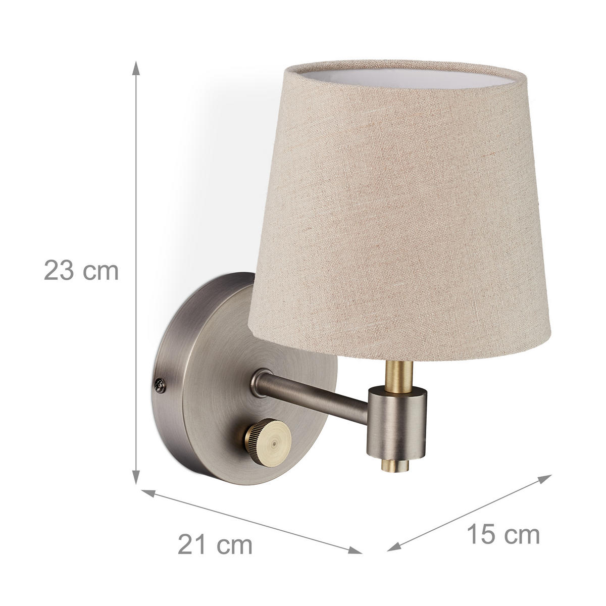 WANDLAMPE - Multicolor, Textil/Metall (15/23/21cm) - Relaxdays