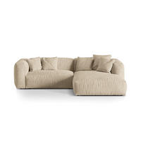 ECKSOFA modular rechts Martina aus Samt leichtes beige 2 Sitzplätze - Creme, Textil (176/283cm) - Micadoni