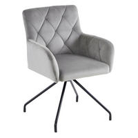STUHL 2er-Set gepolstert mit Armlehnen Samt Light Grey - Hellgrau, Metall (49/85/49cm) - Meubliv