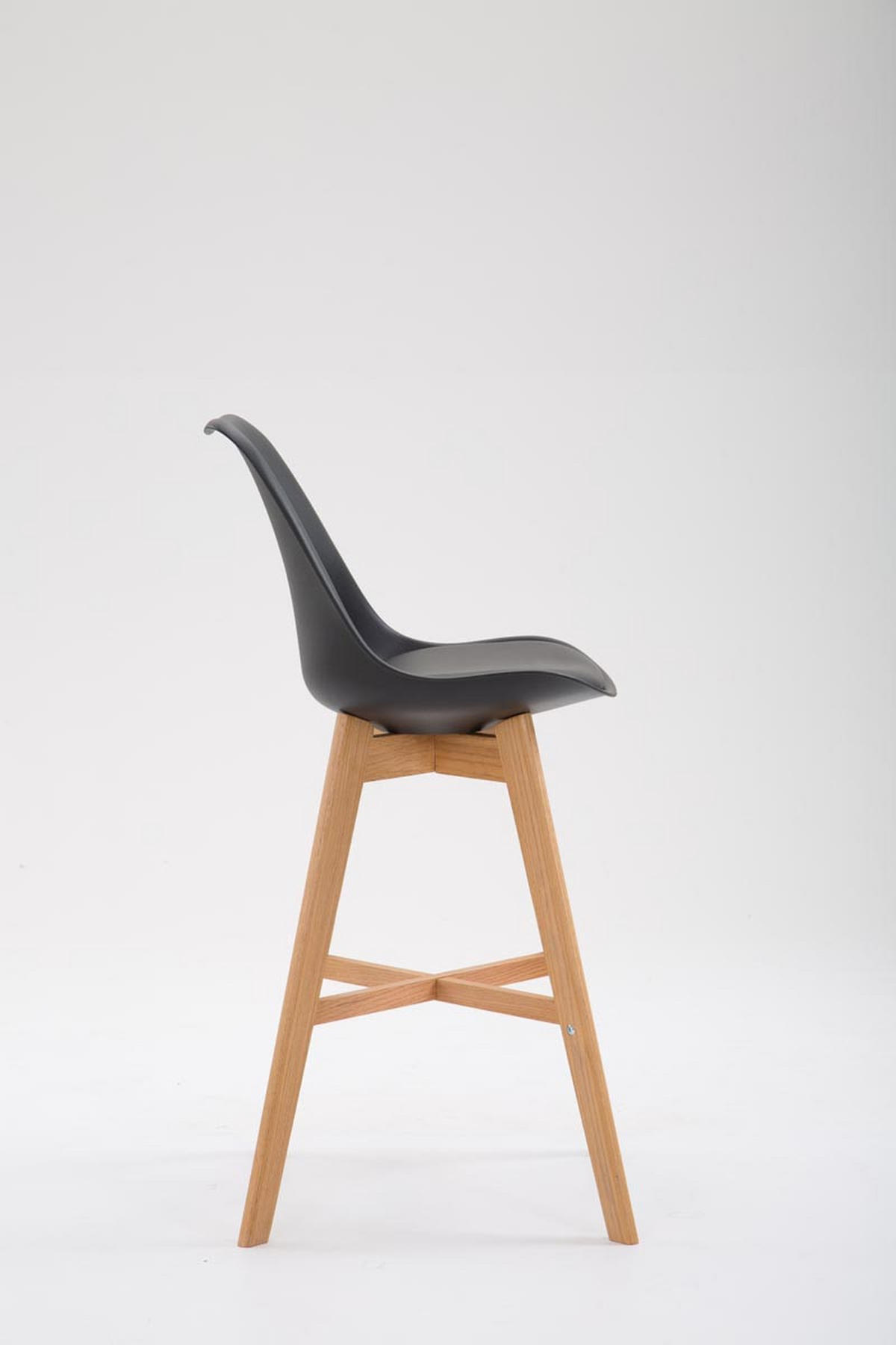 BARHOCKER Kunststoff schwarz - Eukalyptusholzfarben/Schwarz, Holz/Kunststoff (48/112/56cm) - CLP