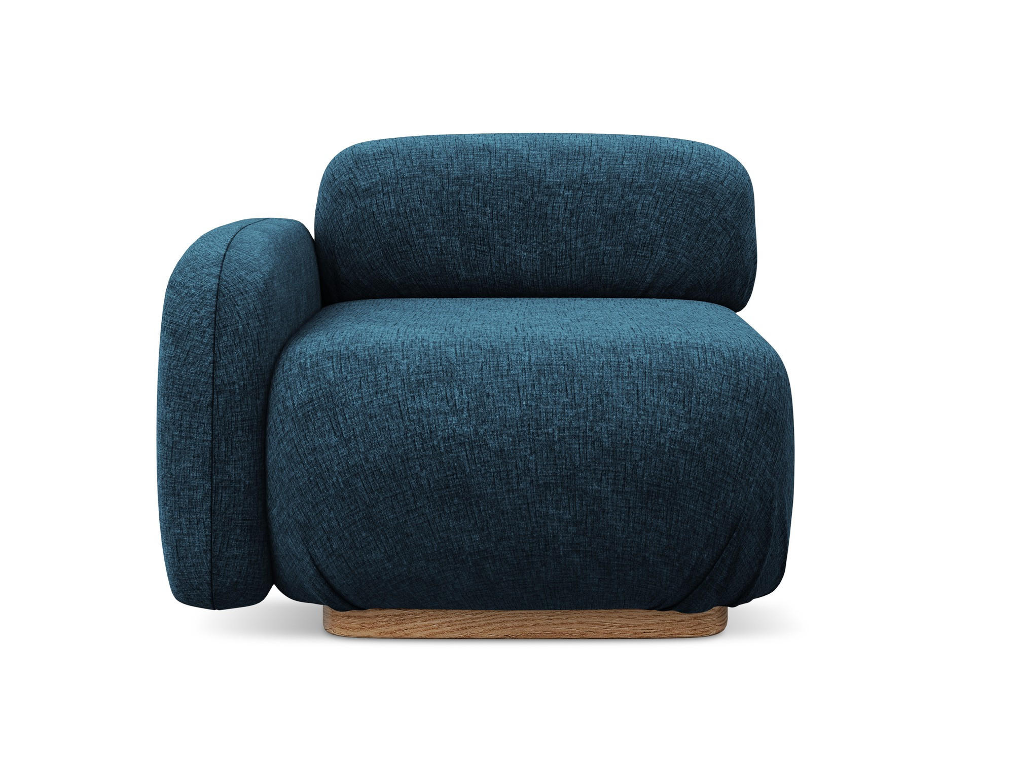 SOFAELEMENT Links Chenille Stoff Blau - Blau/Braun, Holz/Textil (95/73/95cm) - Makamii