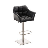 BARHOCKER Sihar Kunstleder Schwarz Silber - Schwarz, Leder/Metall (64/88/45cm) - DELUKE