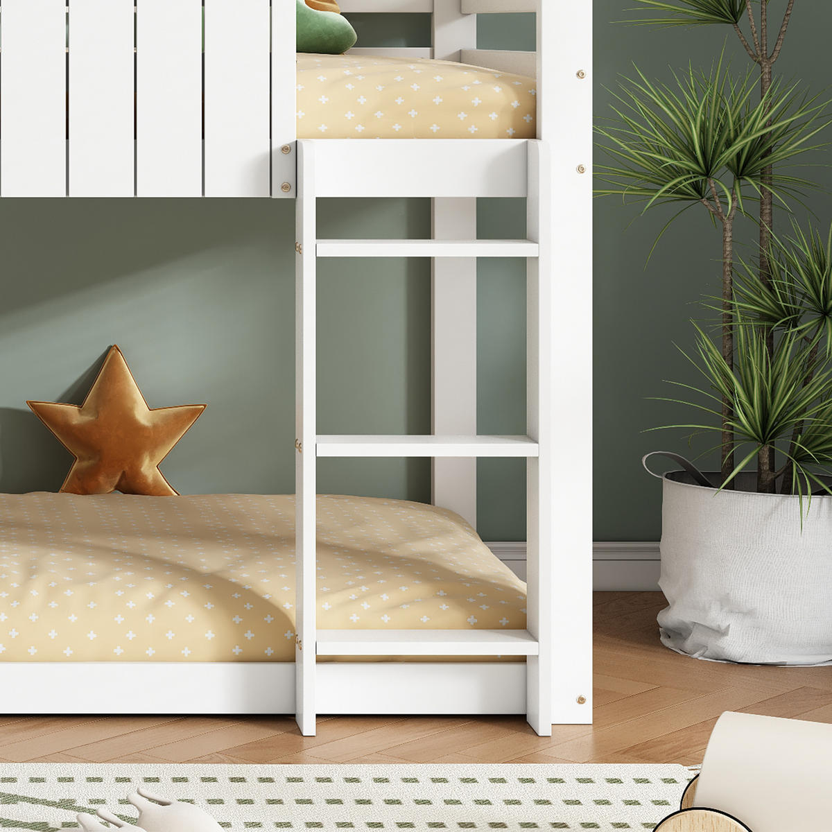 HOCHBETT Hausbett-Design 90x200 cm Holz Weiß/Schwarz - Weiß, Holz (90/200cm) - Meubliv