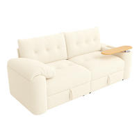 SCHLAFSOFA 3-Sitzer mit Teddyplüsch und Stauraum, Beige - Beige, Textil (207.5/87/80cm)
