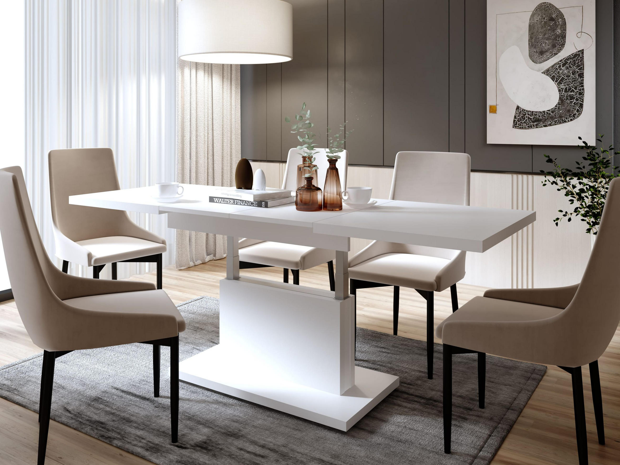 COUCHTISCH rechteckig Weiß matt höhenverstellbar ausziehbar - Weiß, Holzwerkstoff (70/120/56cm) - designimpex
