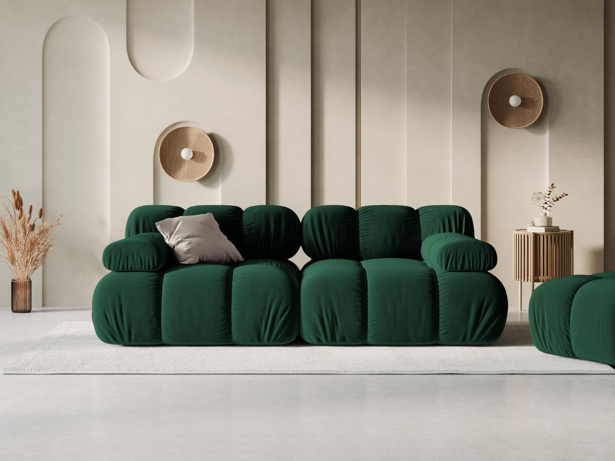 MODULARES-SOFA Bellis aus Samt flaschengrün 2 Sitzplätze - Grün, Textil (94/63/188cm) - Micadoni