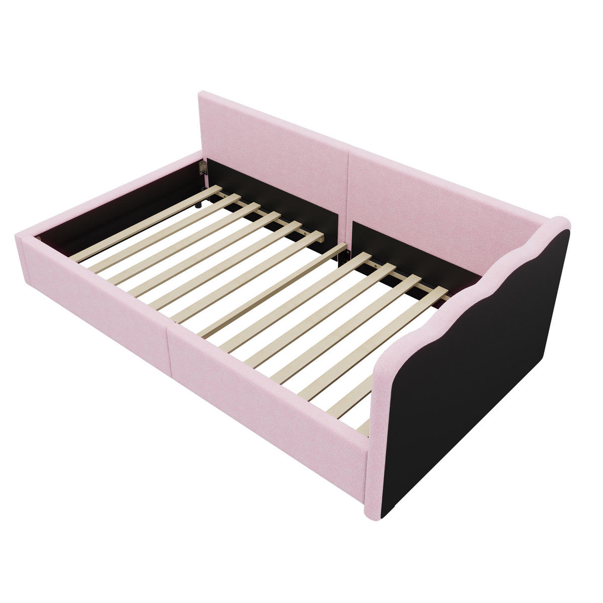 POLSTERBETT aus Samtimitat und MDF 90x200 cm in Rosa mit LED-Beleuchtung - Rosa, Textil (90/200cm) - Modfu