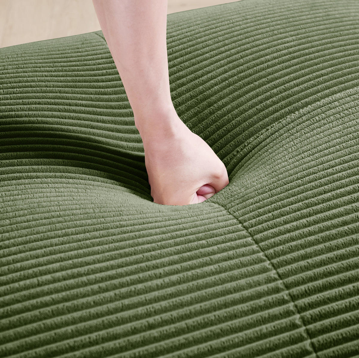 ECKSOFA 104/103/75 cm grün aus Cordstoff modular und montagefrei - Grün, Textil (103/104cm) - OKWISH