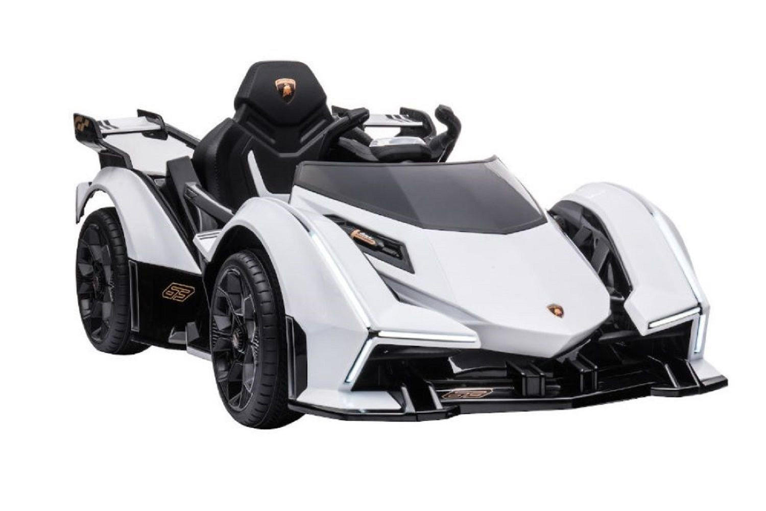 KINDER ELEKTROAUTO Lamborghini V12 Vision Gran Turismo weiß Fernbedienung, MP3-Anschluss, Musikfunktion, Batterieanzeige - Weiß, Kunststoff (117/66/50cm) - Es-Toys