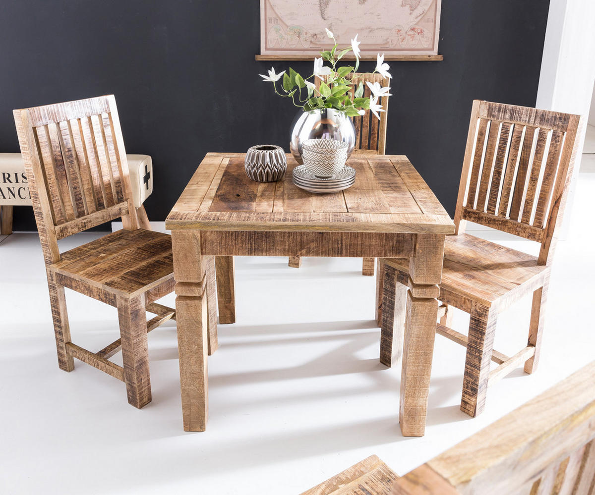 ESSTISCH Massivholz Quadratisch Landhausstil DIANA, Braun 80x80x76 cm - Braun, Holz (80/80/76cm) - KADIMA DESIGN