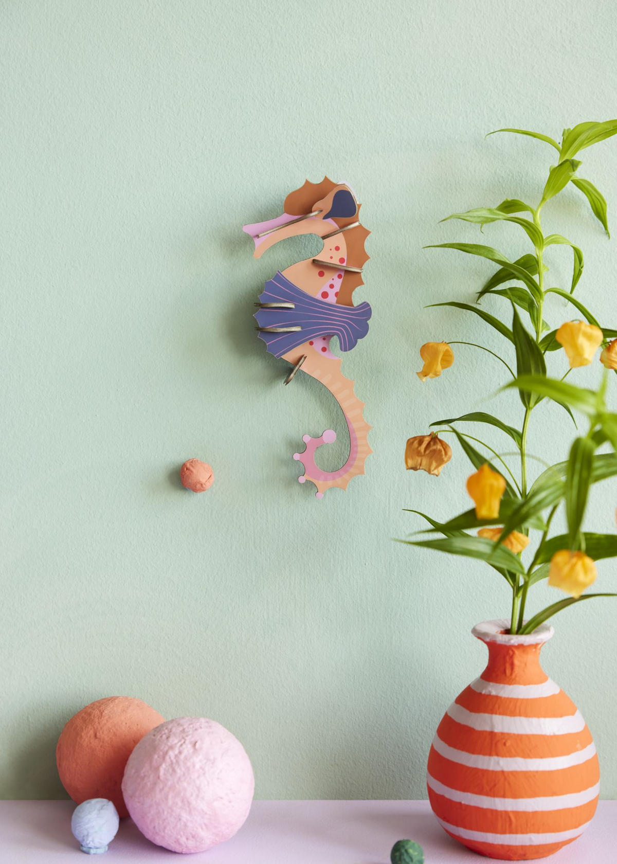 WANDDEKO Seepferdchen 3.5/18.5 cm - Multicolor, Wellpappe (3.5/18.5/8cm) - KUNSTLOFT