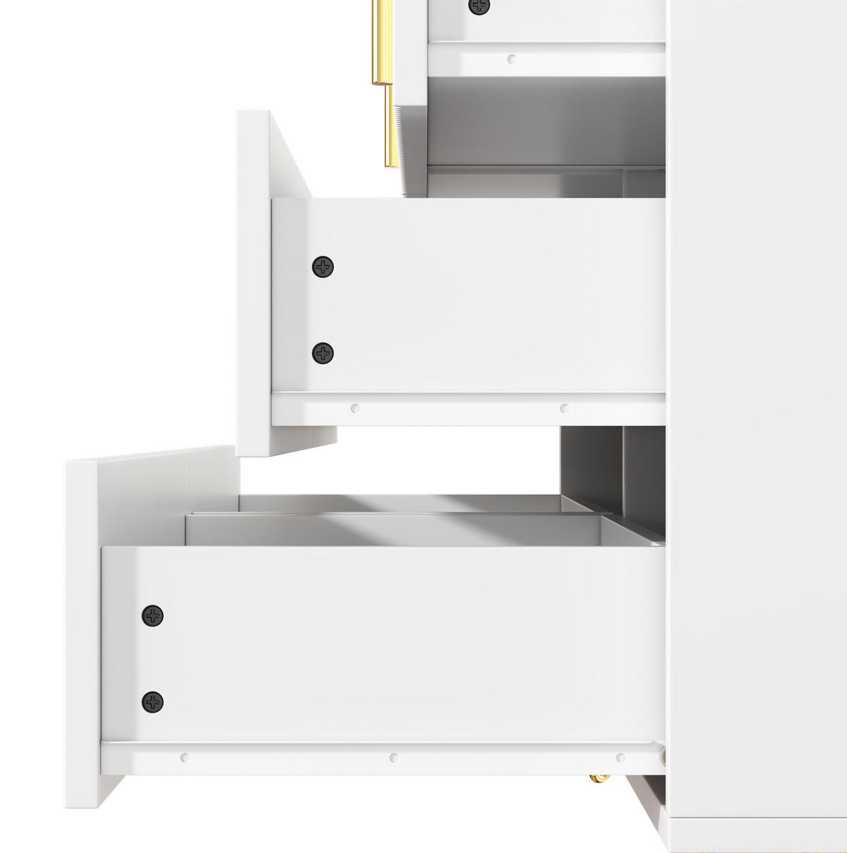 SIDEBOARD 120/77/40 cm in Weiß/Gold mit 6 Schubladen - Weiß, Holzwerkstoff (120/77/40cm) - Flora Grace