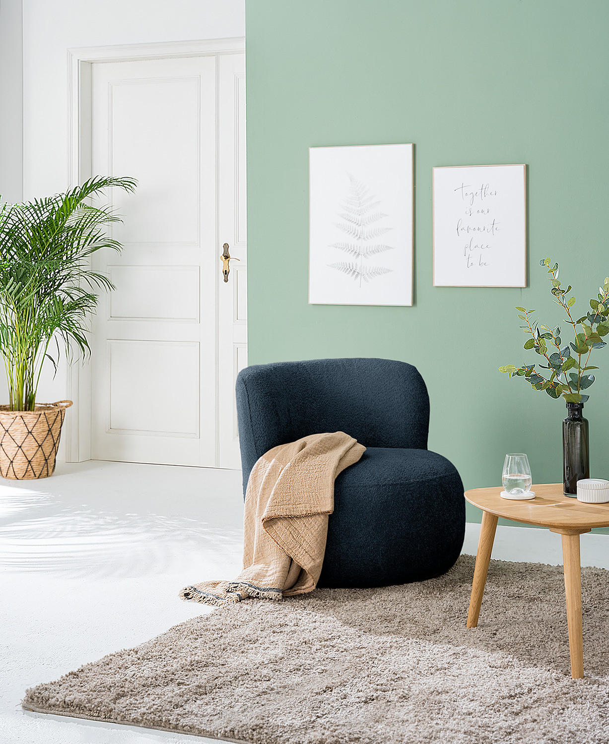 SESSEL - Schwarz/Dunkelblau, Textil (78/75/84cm) - home24