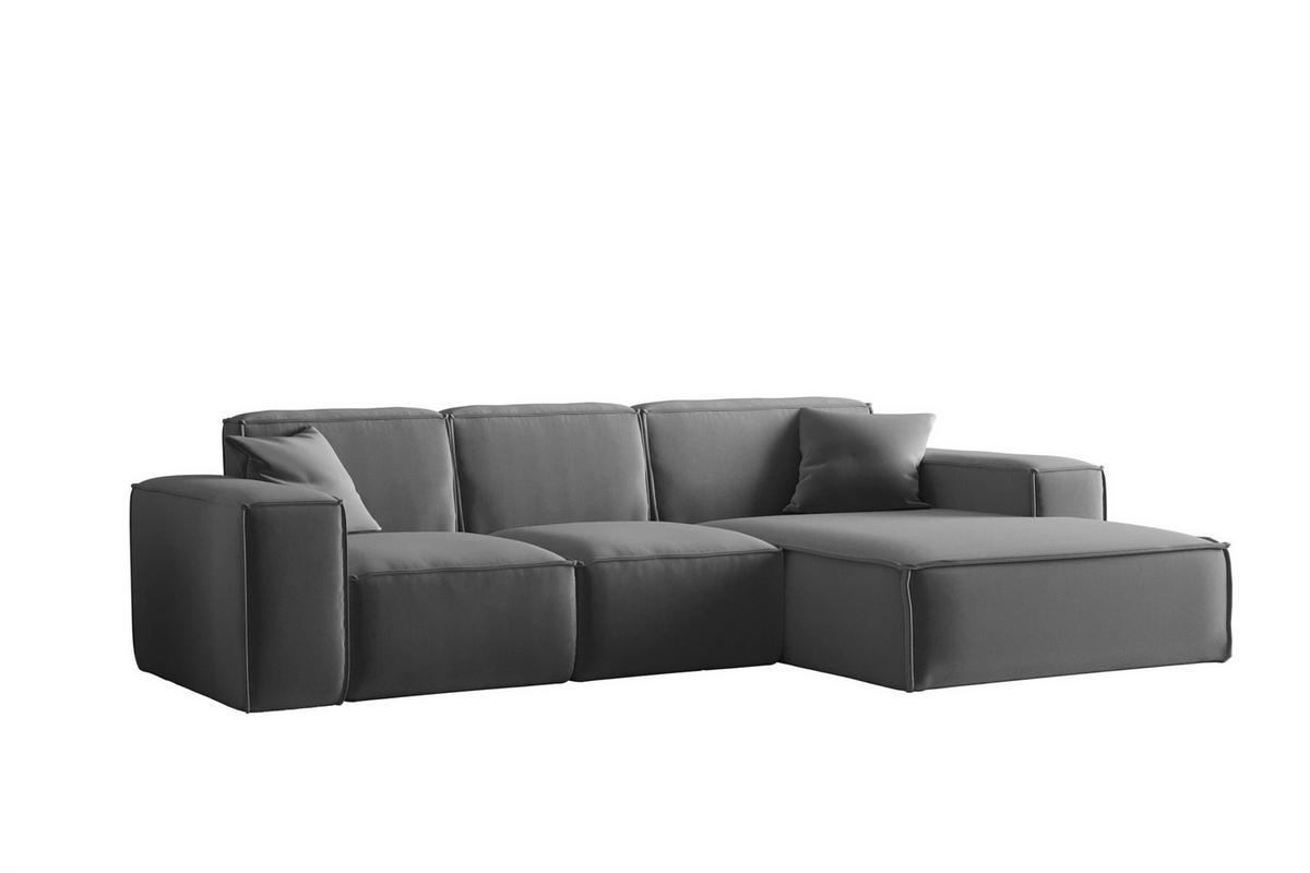 ECKSOFA Ottom Celes Premium Opera Velvet - Dunkelgrau, Holzwerkstoff/Textil (266/165cm) - Fun Möbel