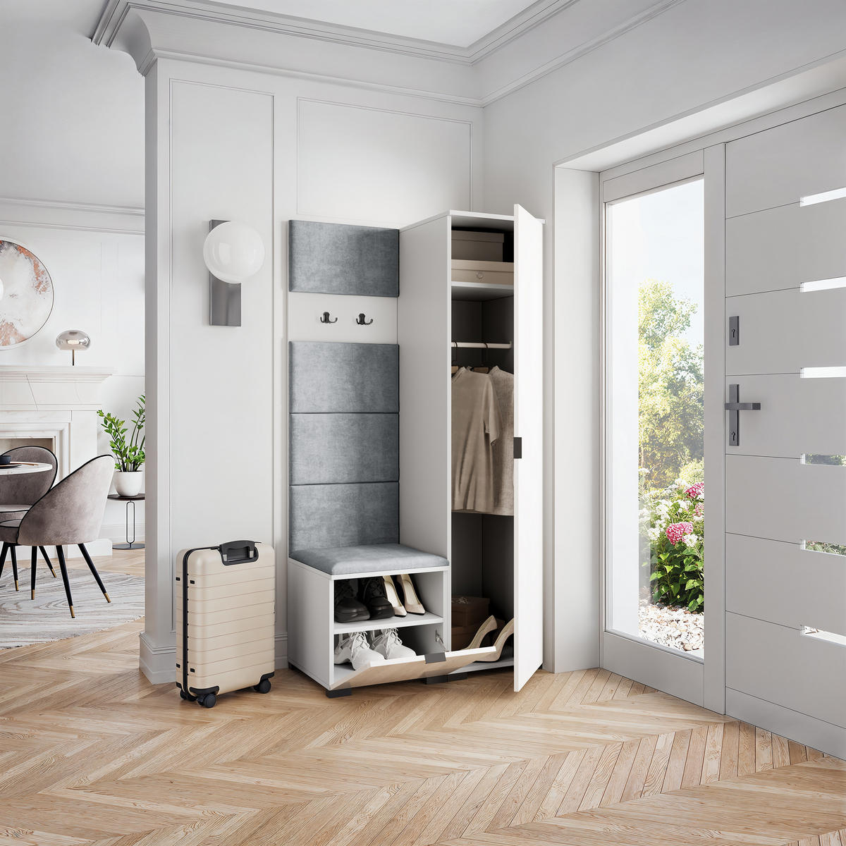 GARDEROBENSCHRANK LORI 95/181/51 cm Modern Weiß - Weiß, Holzwerkstoff (95/181/51cm) - MASSENO