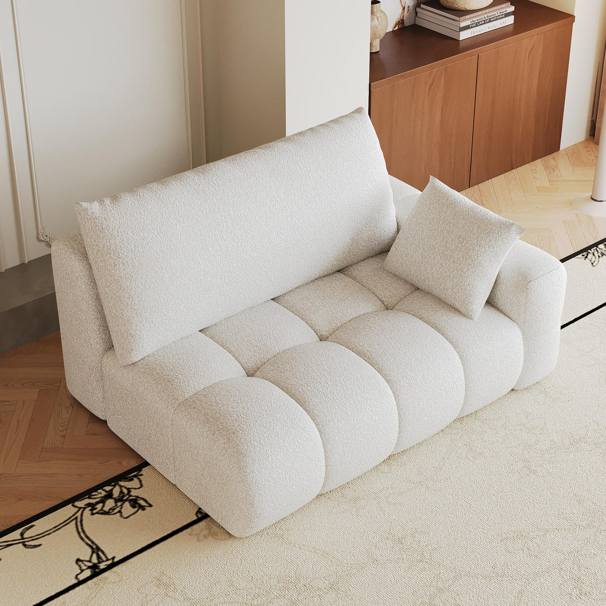 SOFAELEMENT DE-34768 rechte 2‑Sitzer Cremeweiß - Creme, Textil (105/86/130cm) - ComfortXL