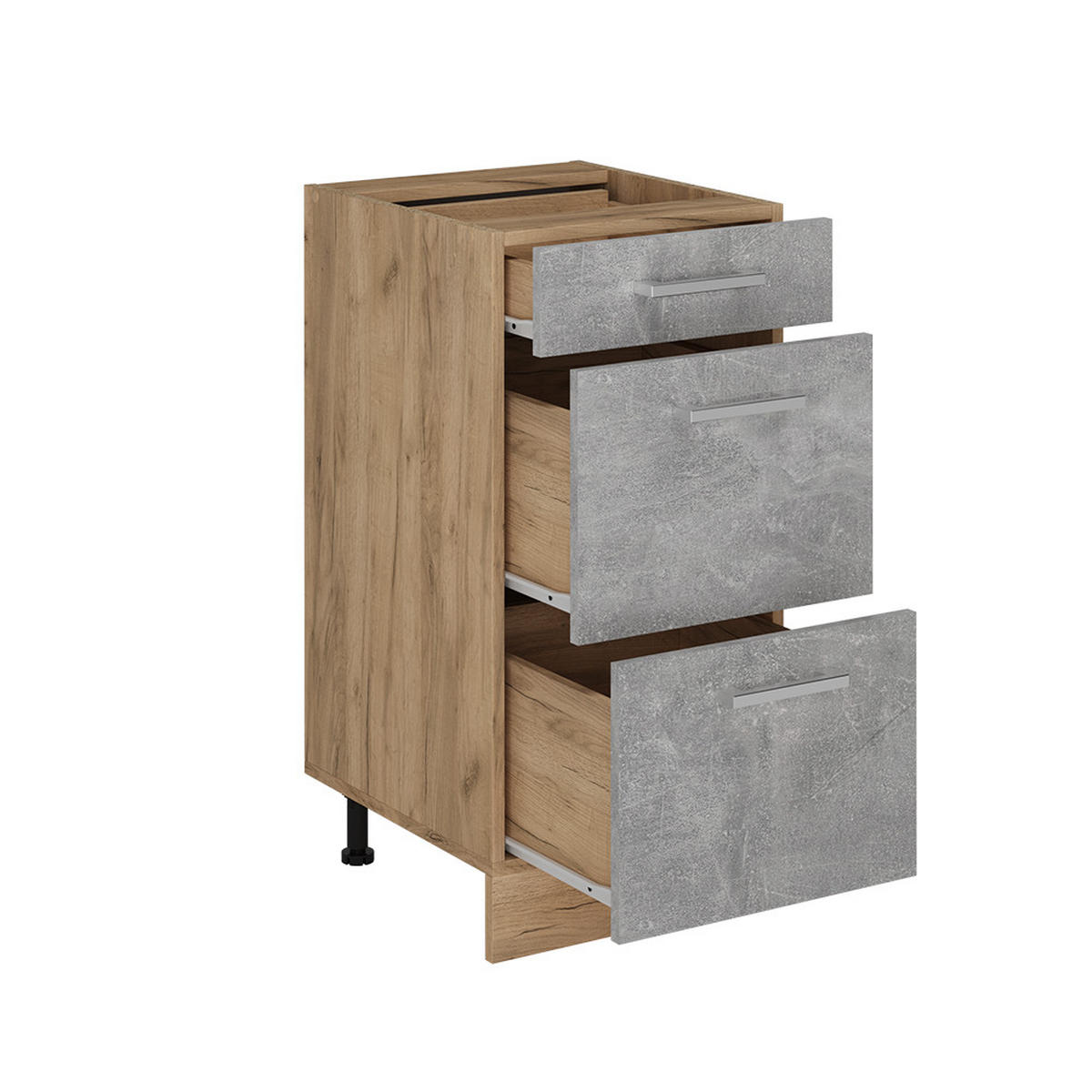 KÜCHENUNTERSCHRANK R-Line Beton 40 cm mit Schubladen, AP Marmor - Honigeiche/Schieferfarben, Holzwerkstoff (40/81.6/60cm) - Vicco