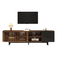 TV-LOWBOARD 160cm Walnuss Schwarz mit Lamellentüren - Walnussfarben/Schwarz, Holzwerkstoff (160/50/38cm) - FLIEKS