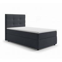 BOXBETT SAKARYA 100x200 cm mit Bettkasten und Matratze - Schwarz + TOPPER - Schwarz, Holz/Holzwerkstoff (100/200cm) - AX Living