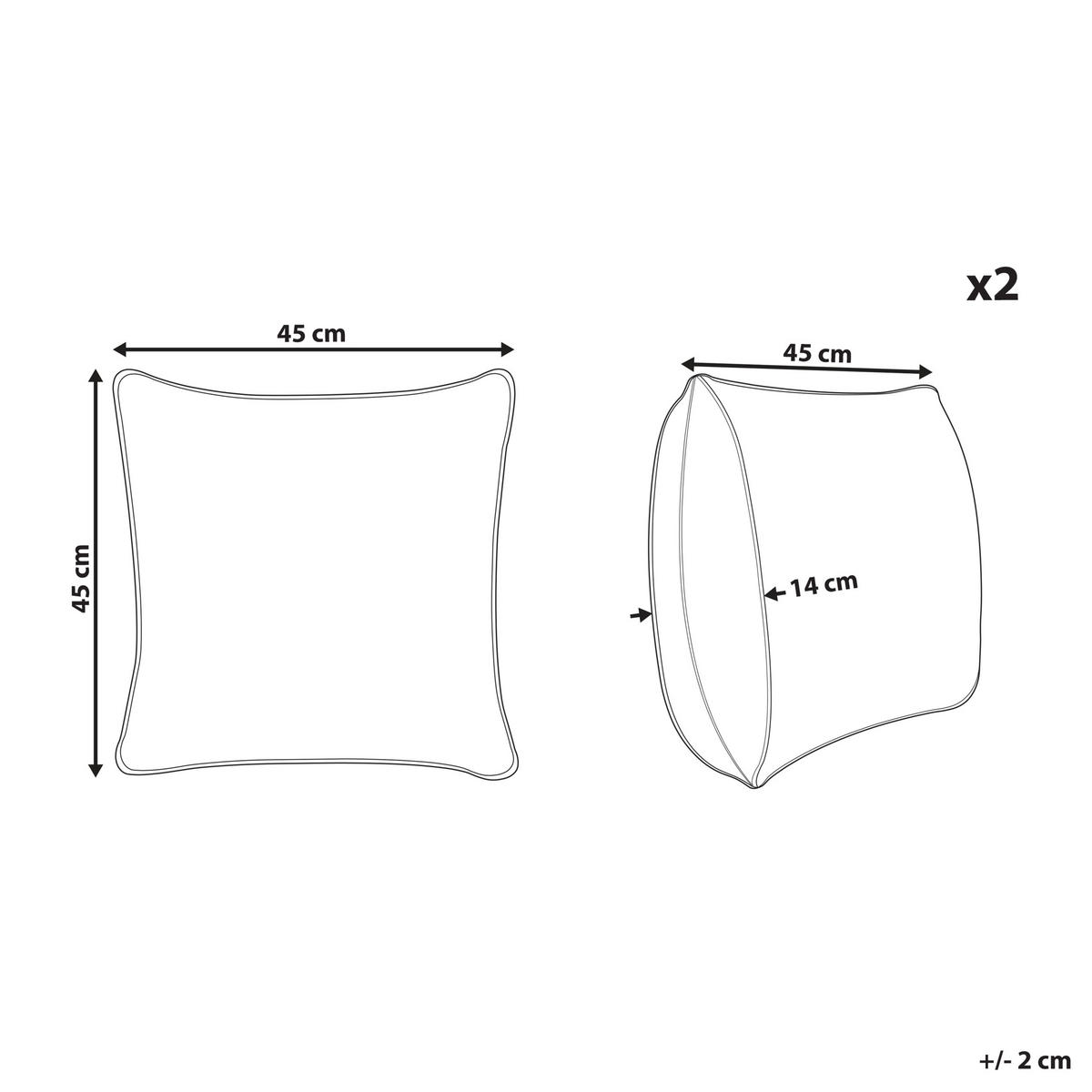 DEKOKISSEN 2er-Set Cremeweiß 45/45 cm Rochea - Ecru/Schwarz, Naturmaterialen/Textil (45/45cm) - Beliani