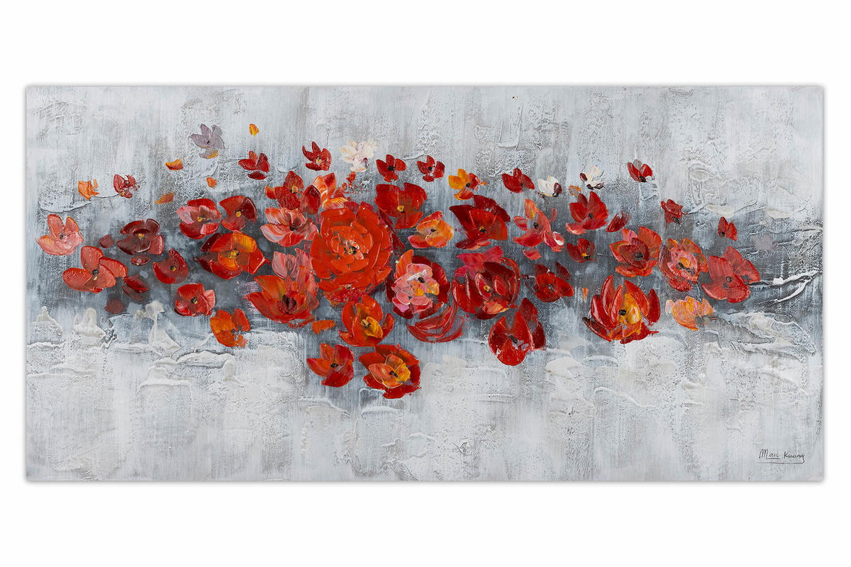 ÖLGEMÄLDE 120/60 cm - Rot/Grau, Holz/Textil (1.5/60cm) - KUNSTLOFT