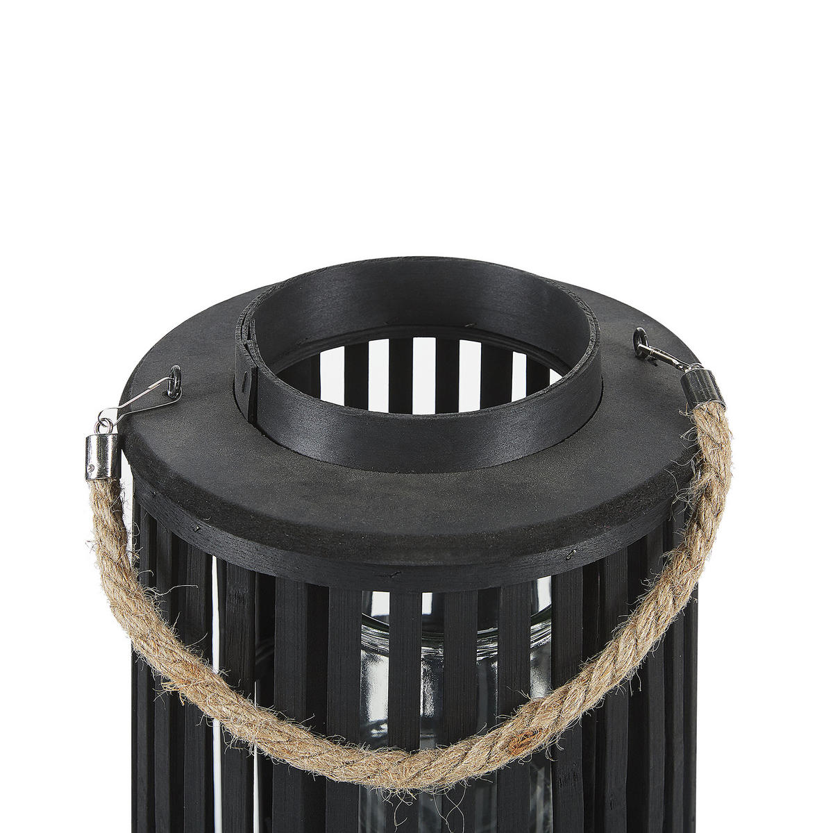 LATERNE Schwarz Luzon - Beige/Schwarz, Holz (21/40/21cm) - Beliani