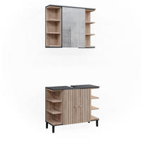 BADMÖBEL-SET Aquis Sonoma 2 Teile - Anthrazit/Sonoma Eiche, Holzwerkstoff (79.6/64/32cm) - Vicco
