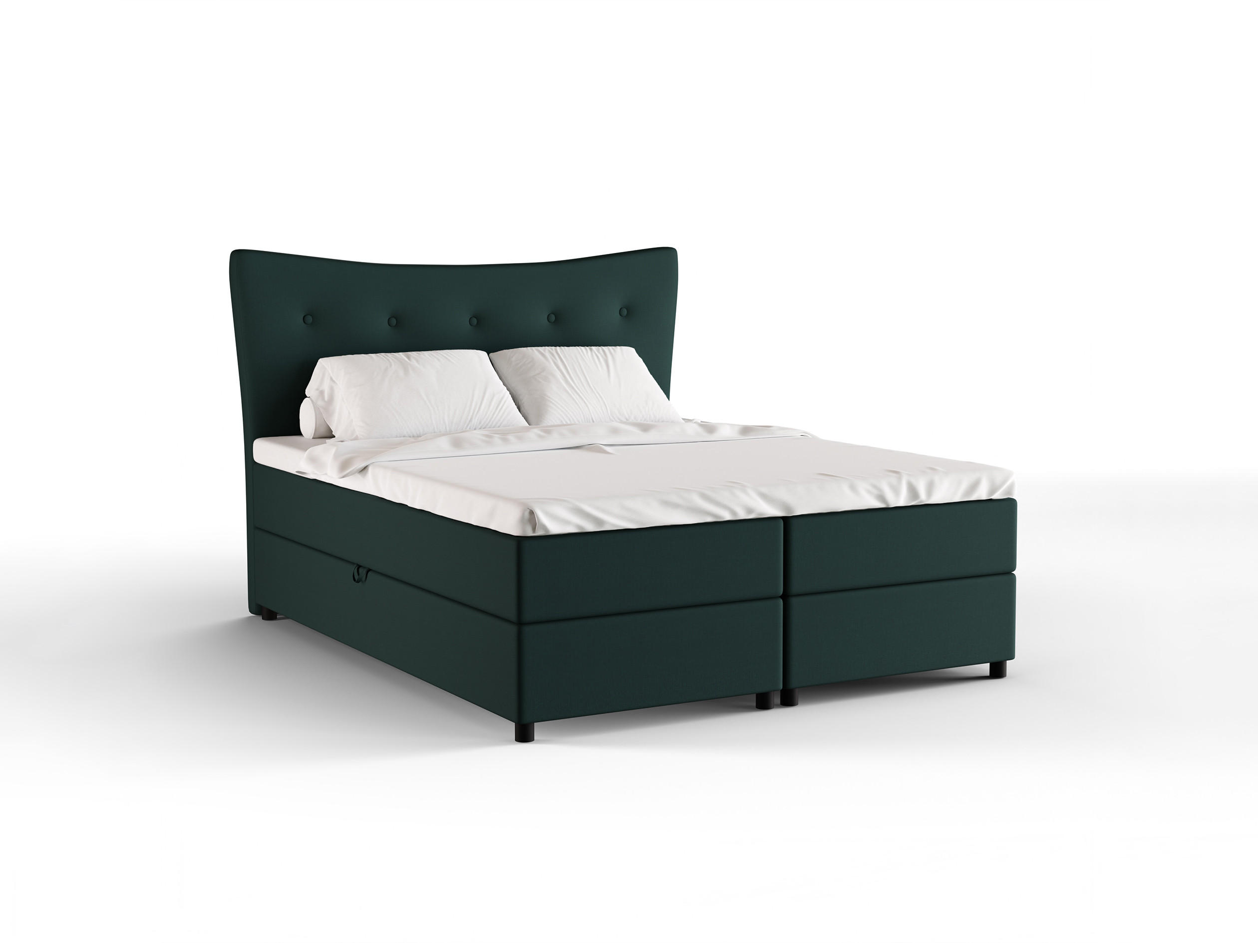 BOXBETT Nevada 160 x 200 cm Doppelbett mit hochwertiger Bonell-Matratze und Topper - grün - Grün, Holz (160/200cm) - Panda Möbel