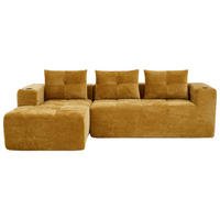 ECKSOFA chenille L-form mit getränkehaltern & 3 kissen - Gelb, Textil (258/163cm) - Urban Meuble