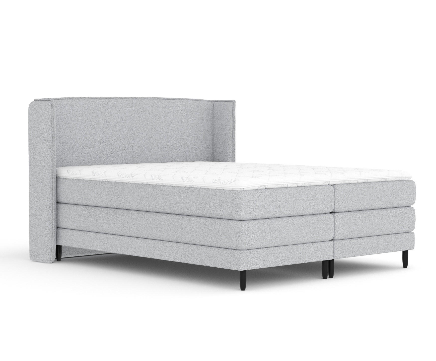 BOXSPRINGBETT Carizzo Hellgrau 140/200 cm mit Matratze und Topper - Hellgrau/Schwarz, Holz/Holzwerkstoff (140/200cm) - Maison de Reve