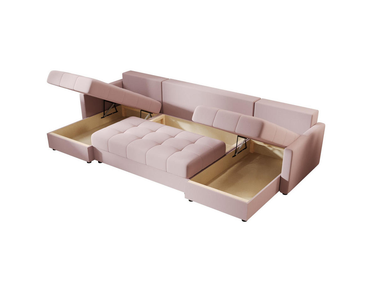 ECKSOFA MOS U BIS Cosmic 14 mit Schlaffunktion - Rosa, Textil (285/85/140cm) - Bedante