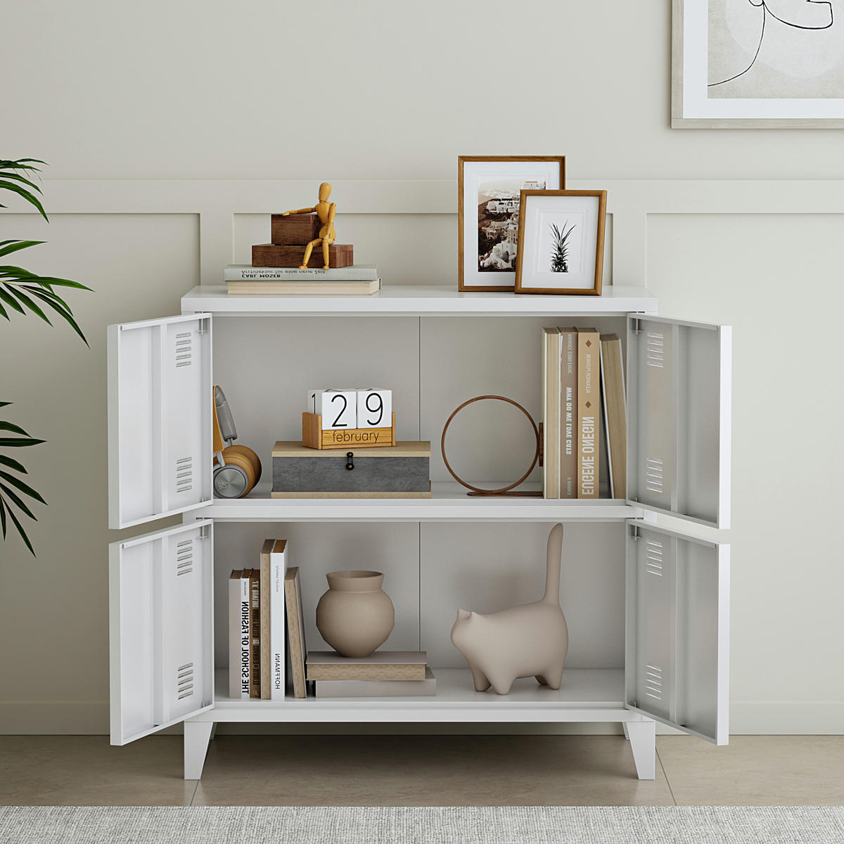 BÜROSCHRANK Hamina - Weiß, Metall (80/82/40cm) - [en.casa]