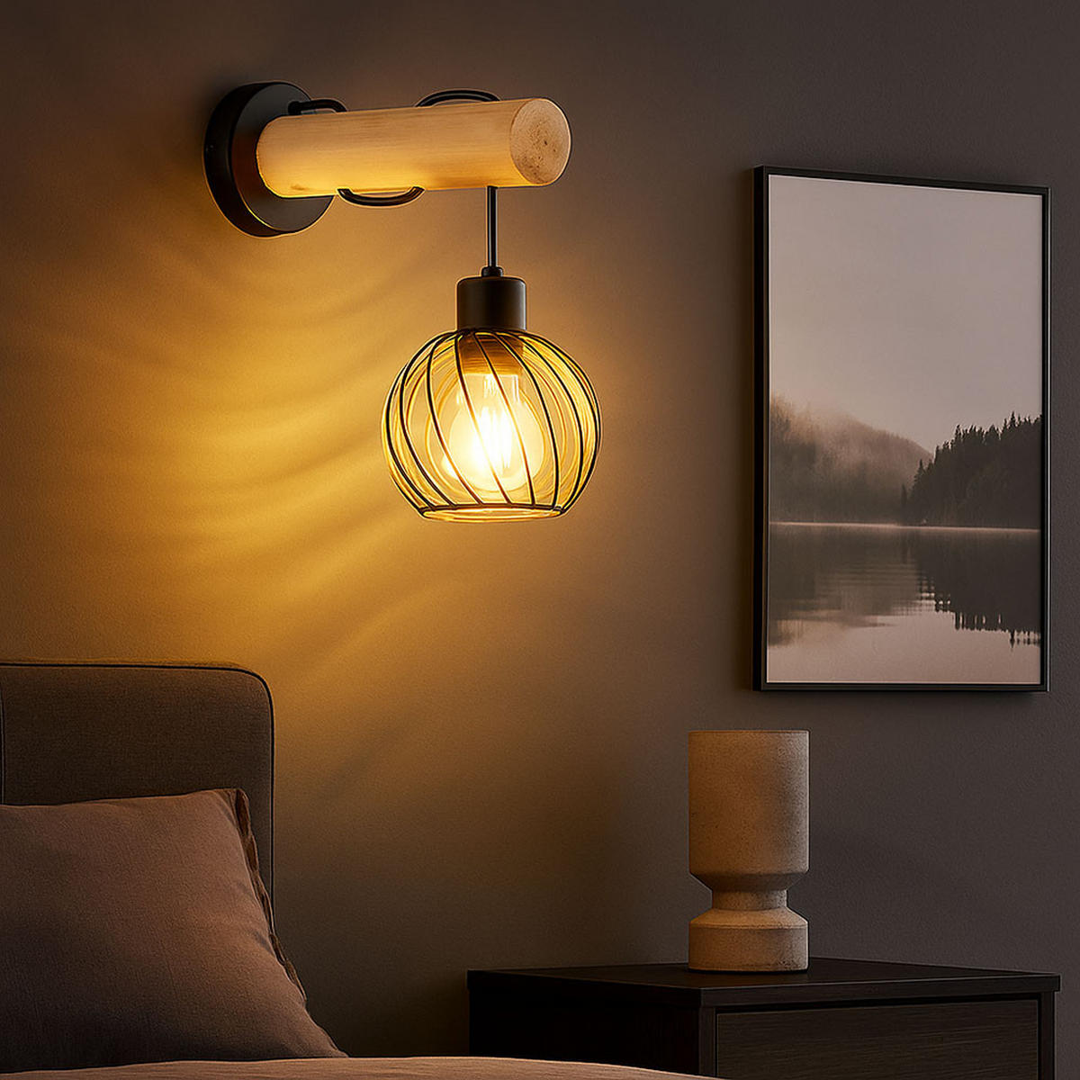 LED WANDLEUCHTE Holzoptik Braun - Braun, Holz (13/30/27cm) - Globo Lighting