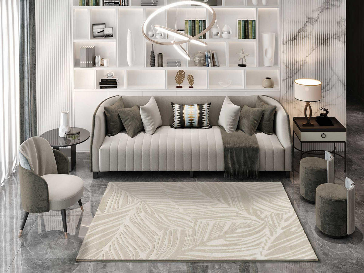 WEBTEPPICH Beige Sensation 133/190 cm - Beige/Weiß, Naturmaterialien/Textil (133/190cm) - Atticgo