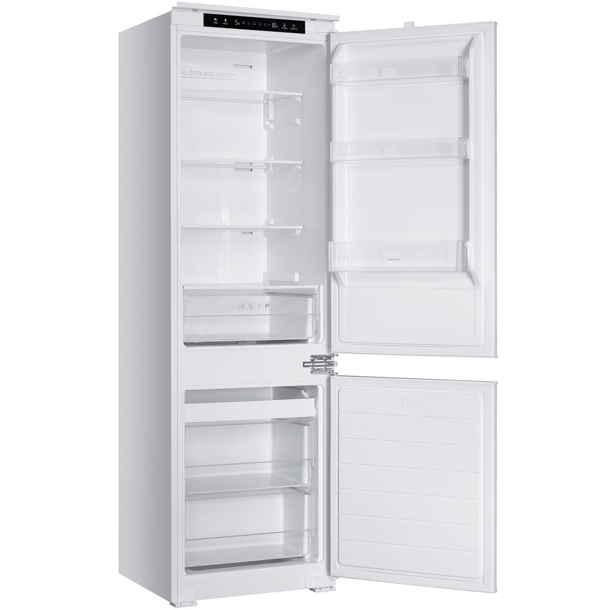 KÜHL-GEFRIER-KOMBINATION CFBN2531E, Einbaugerät, No Frost, 178cm hoch, 253 Liter, Schlepptürtechnik, Einbaukühlschrank mit Gefrierfach, 37 dB - Weiß, Glas/Kunststoff (54/178.6/54cm) - homeX