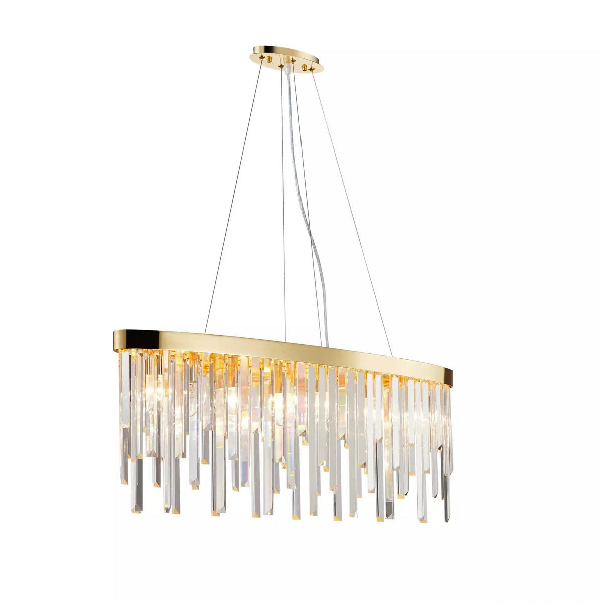 HÄNGELEUCHTE Pendelleuchte Starnberg 90cm mit funkelnden Kristallstäben Gold - Messingfarben, Glas (90/20/32cm) - PGA Lights