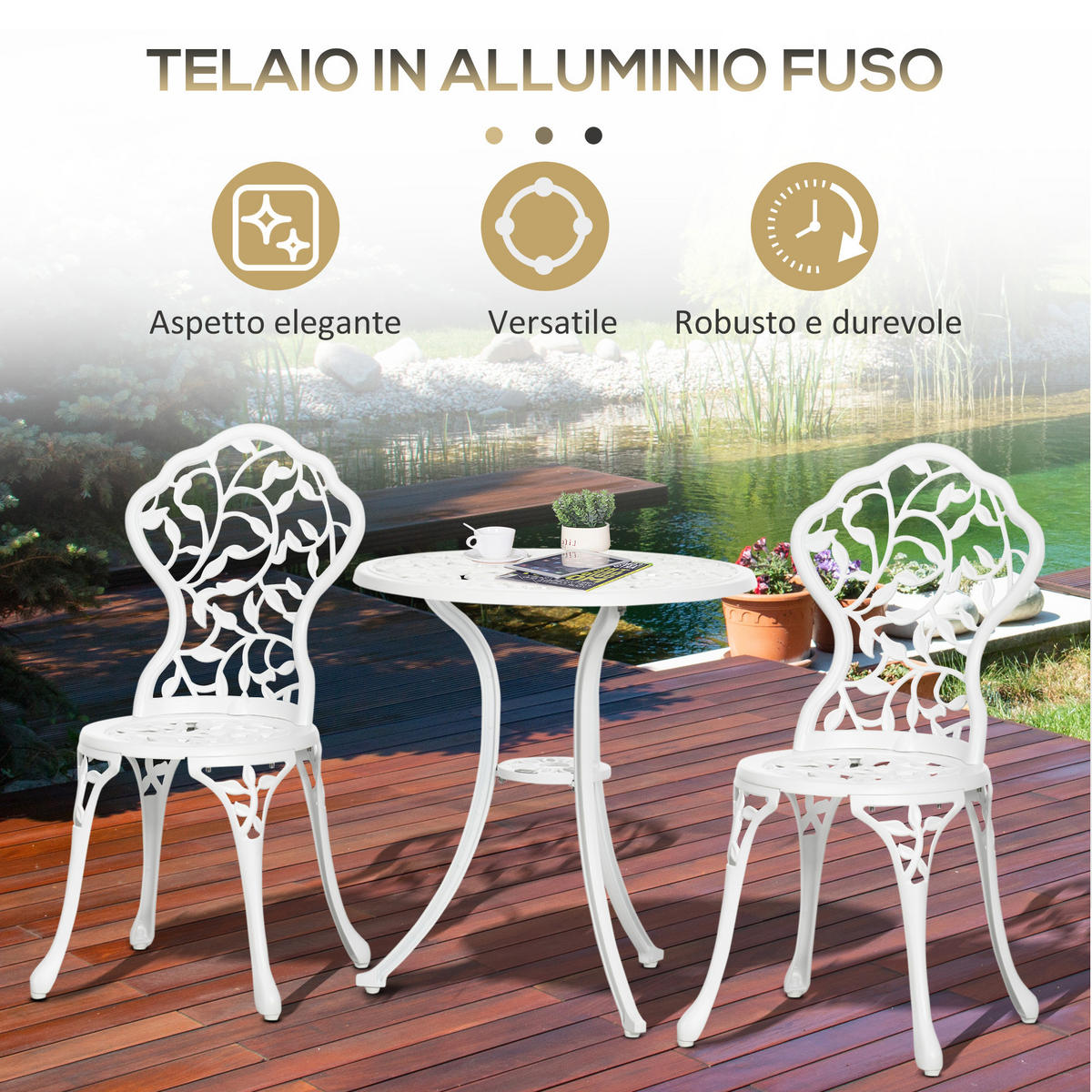 GARTEN-BEISTELLTISCHSET Weiß 3 Stück - Weiß, Naturmaterialien (61/61/66.5cm) - GiPP