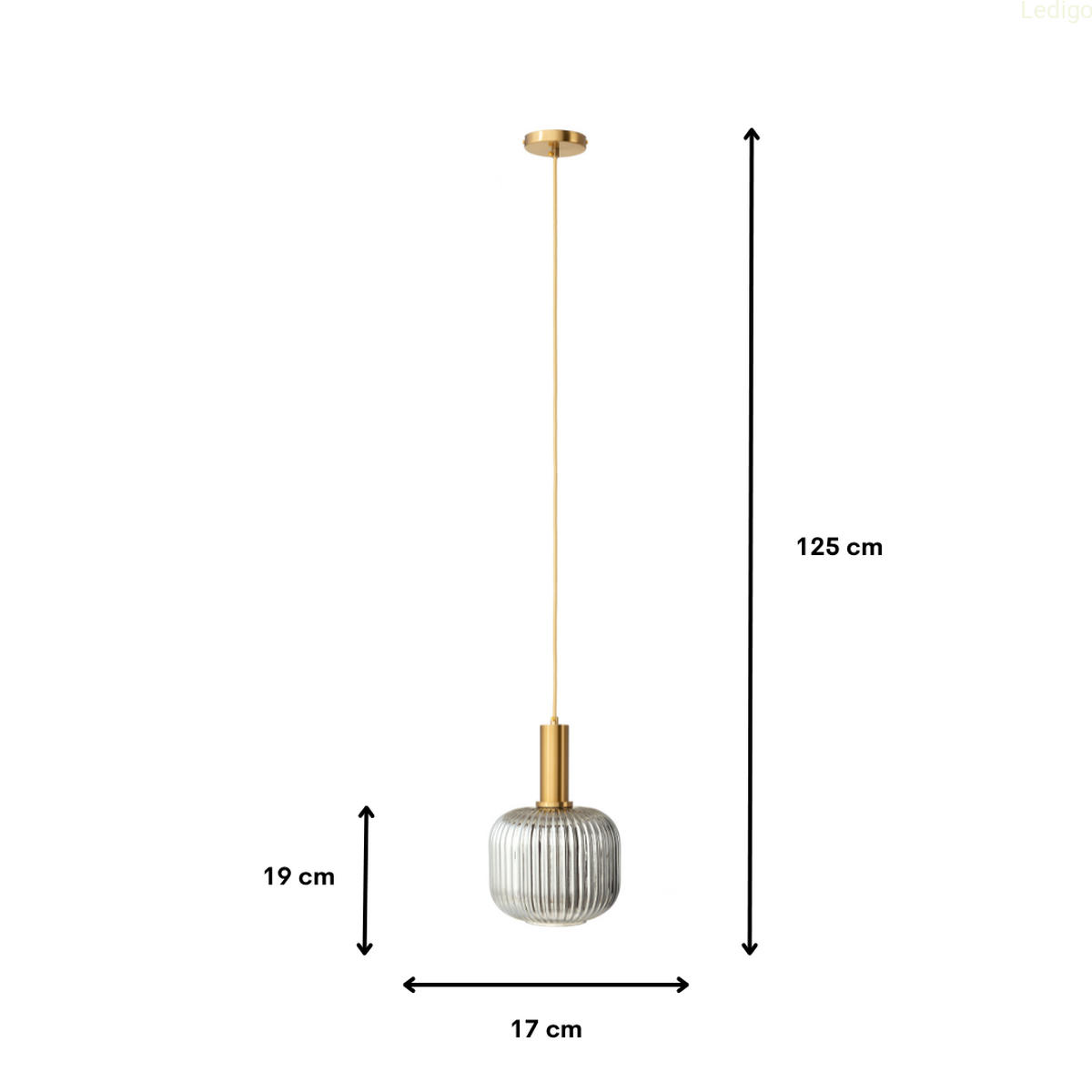 PENDELLEUCHTE Paris - Transparent/Goldfarben, Glas/Metall (17/17/125cm) - kiki design