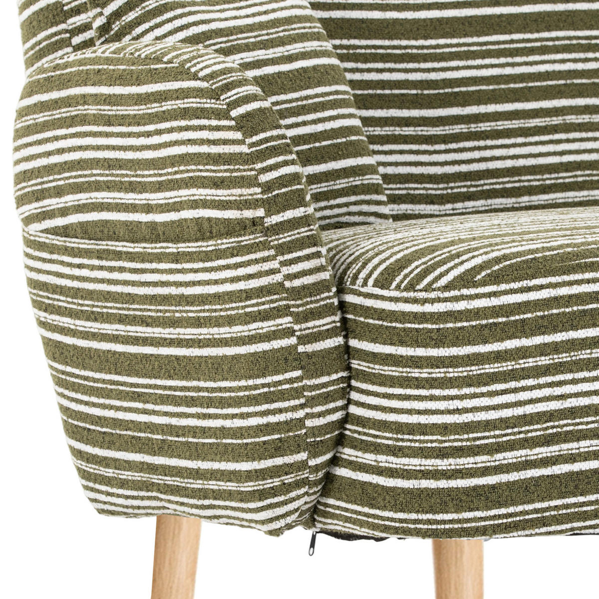 2-SITZER-SOFA aus Bouclé 121x81,5x87 cm in Olivgrün mit Seitentaschen - Grün, Textil (81.5/87/121cm) - Modfu