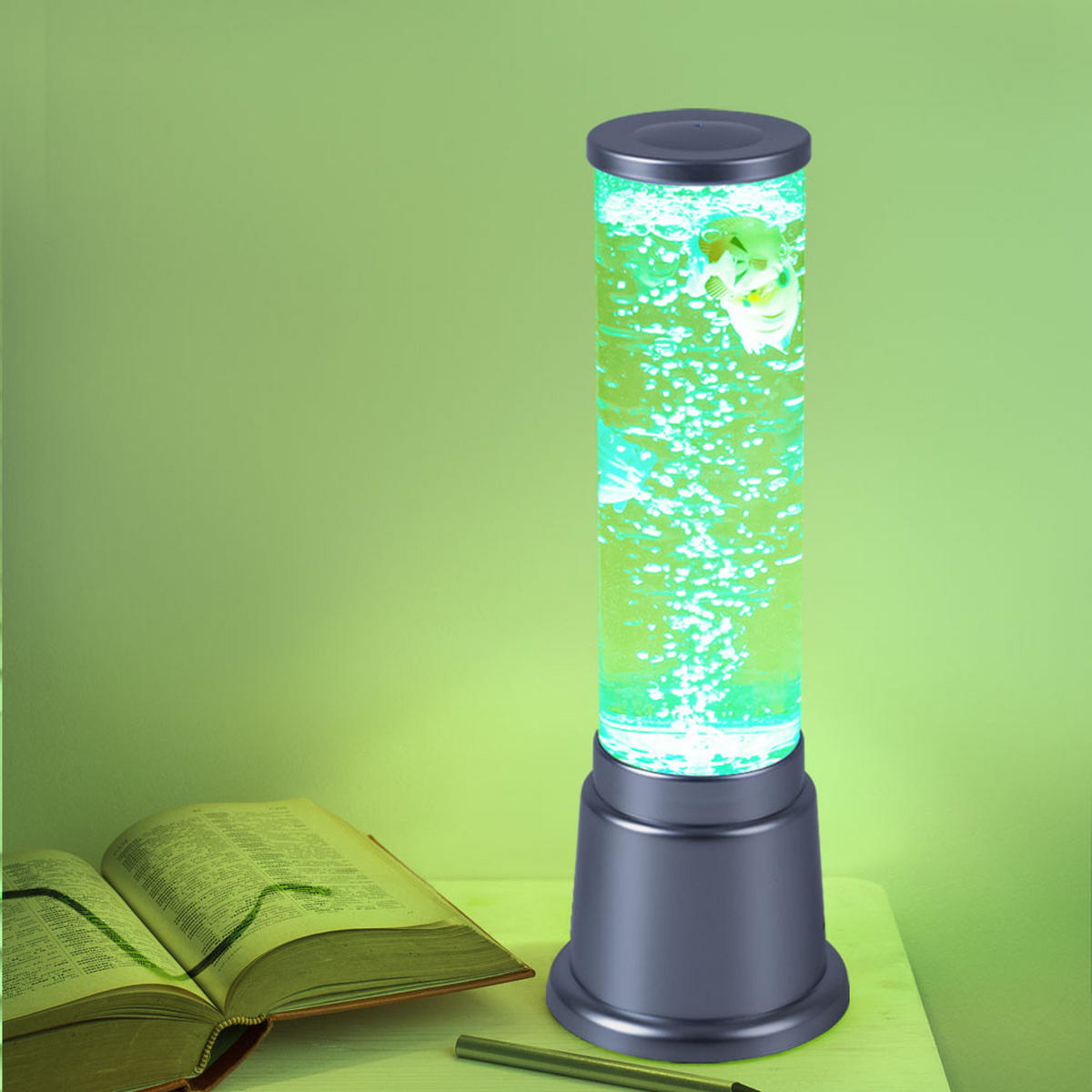 LED DEKOLEUCHTE Wassersäule Silber mit Farbwechsel - Silberfarben, Kunststoff (12.5/12.5/36cm)